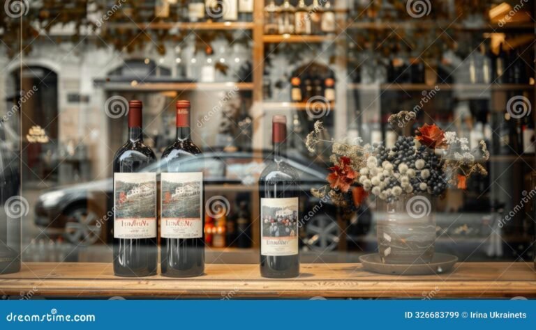bouteille de vin elegante en vitrine