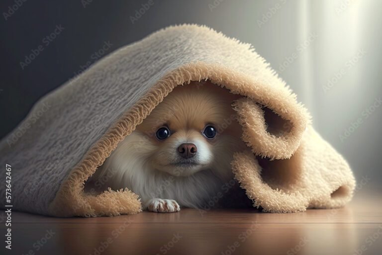 chien se cachant sous une couverture