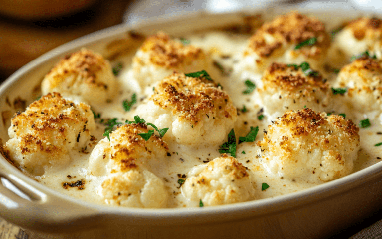 chou fleur nappe de sauce bechamel cremeuse