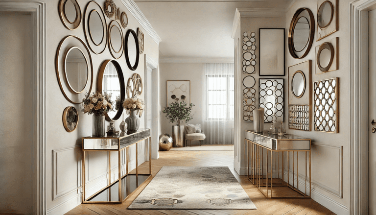 couloir decore avec des miroirs eclairants