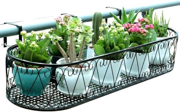 etagere en fer forge avec plantes decoratives