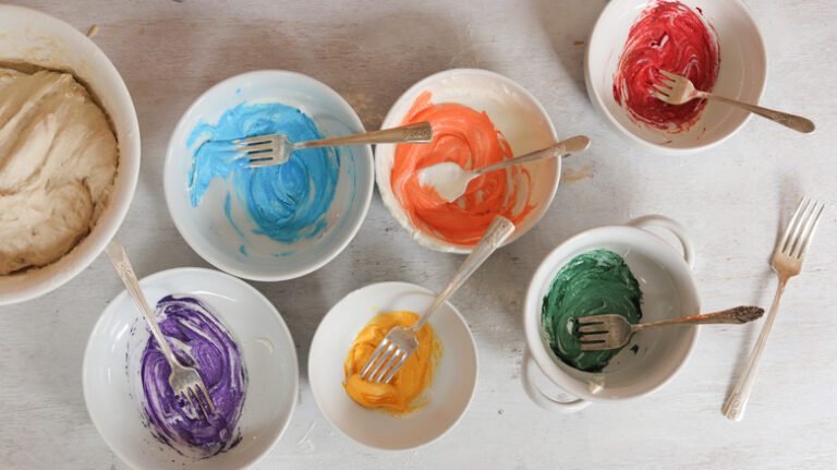 ingredients colores pour une pate cremeuse