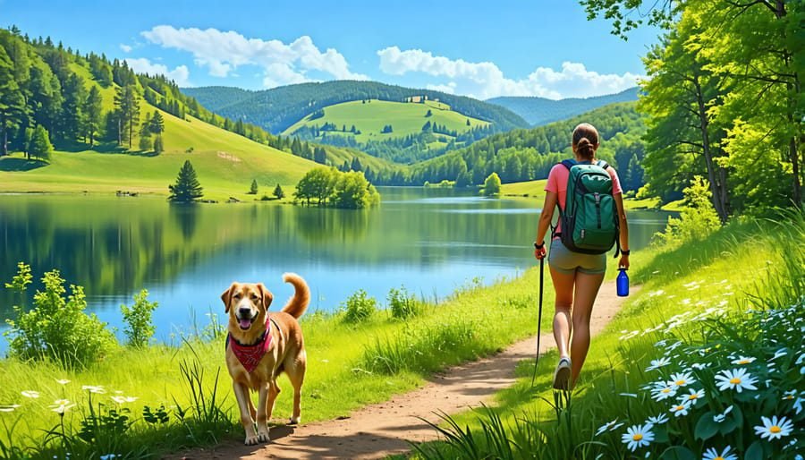 un chien heureux explorant un parc