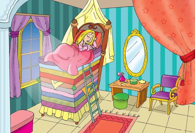 une princesse dormant sur des matelas